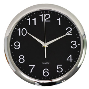 30cm Wall Clock - Chrome Trim (Code: I395)